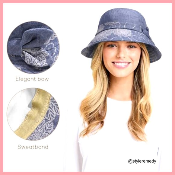 Cotton Polyester Bucket Hat Foldable Wide Brim Floral Vintage main image 4